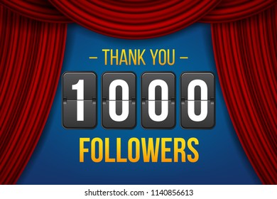 Creative vector illustration of 1000 followers subscribers, thank you card banner isolated on transparent background. Art design web user celebrates blogger network. Abstract concept graphic element