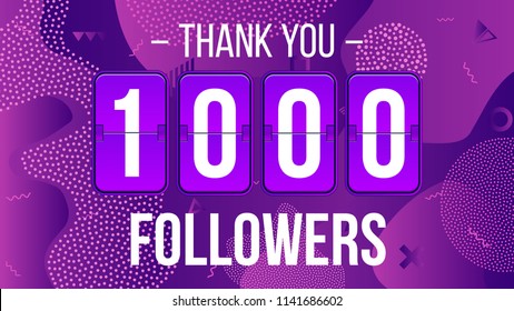 Creative vector illustration of 1000 followers subscribers, thank you card banner isolated on transparent background. Art design web user celebrates blogger network. Abstract concept graphic element