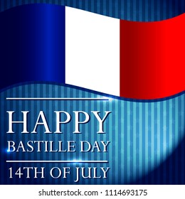 Creative vector illustration for the 14th of July. Happy Bastille Day with french flag and beautiful background.