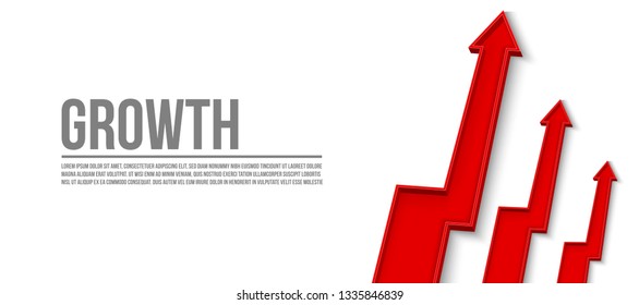 Creative vector illustration 3d arrow financial growth, graphic grow banner background. Art design business presentation layout template. Abstract concept chart sales element