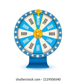 Creative vector illustration of 3d fortune spinning wheel. Lucky roulette win jackpot in casino art design. Abstract concept graphic gambling element