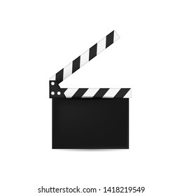 Creative vector illustration of 3d realistic movie clapper board. Art design cinema slate board template.