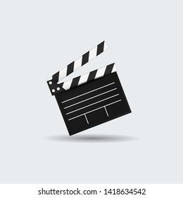 Creative vector illustration of 3d realistic movie clapper board. Art design cinema slate board template.