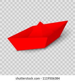 Creative vector illustration of 3d red paper ship leading among white isolated on background. Business leadership different boat art design . Abstract concept graphic element with copy space