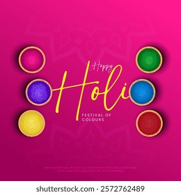 Creative vector illustration of abstract colorful Happy Holi background design. Happy holi festival creative social media post illustration.