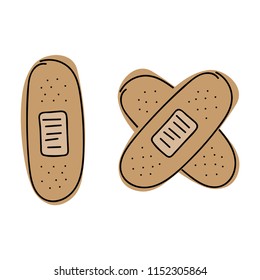 Creative vector illustration of adhesive bandage elastic medical plasters isolated on white background.