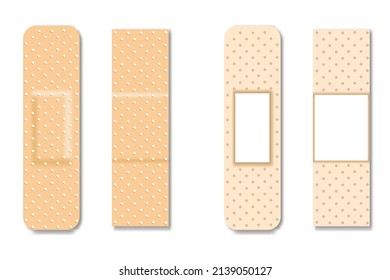 Creative vector illustration of adhesive bandage elastic medical plasters set, wound plasterer or bandaged patch, vector adhesive health care object