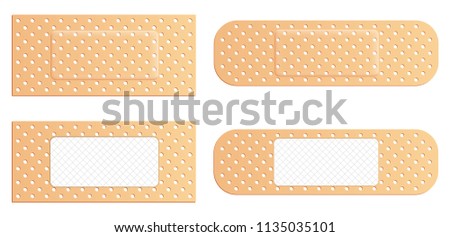 Creative vector illustration of adhesive bandage elastic medical plasters set isolated on transparent background. Art design medical elastic patch. Abstract concept graphic different shape element.