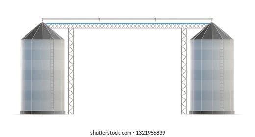 Creative Vector Illustration Of Agricultural Silo Storehouse For Grain Storage Elevator Isolated On Transparent Background. Art Design Farm Template. Abstract Concept Graphic Wheat, Corn Tank Element