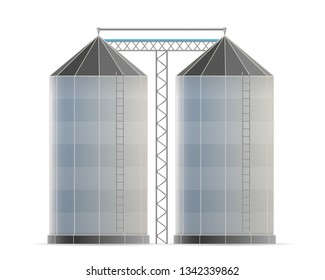 Creative vector illustration of agricultural silo storehouse for grain storage elevator isolated on transparent background. Art design farm template. Abstract concept graphic wheat, corn tank element
