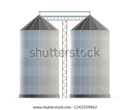 Creative vector illustration of agricultural silo storehouse for grain storage elevator isolated on transparent background. Art design farm template. Abstract concept graphic wheat, corn tank element