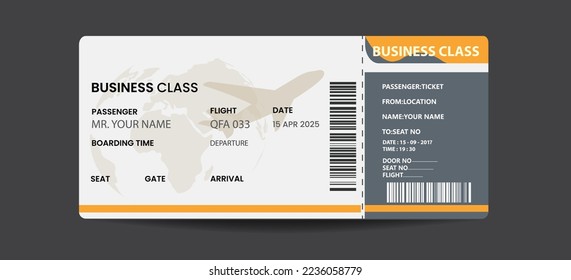 Creative Vector illustration of airline boarding pass ticket. Concept of travel, journey, or business trip.