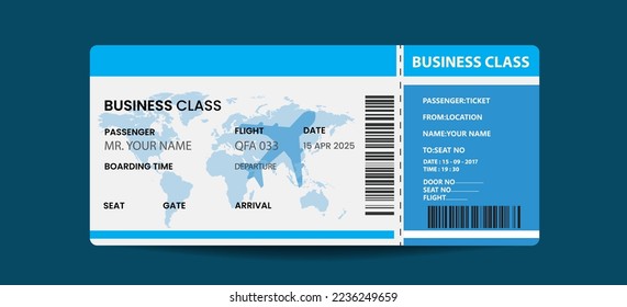 Creative Vector illustration of airline boarding pass ticket. Concept of travel, journey, or business trip.
