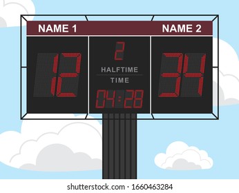 Creative vector illustration of american football scoreboard with infographics Creative vector illustration of american football scoreboard with infographics. Art design sport game score with digital 