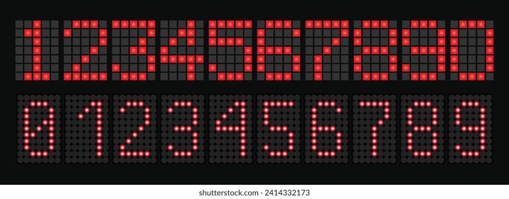 Creative vector illustration of american football scoreboard. Set of Art design sport game score with digital LED dots. svg