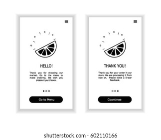 Creative vector Illustration of  app screens and web concept design team for mobile apps in flat style. Store line art icon. Interface UI, UX, GUI screen template, fresh food, fruit, online store