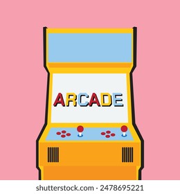 Creative vector illustration of arcade game machine isolated on background. Art design retro video gaming of 80s-90s template. Abstract concept