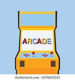 Creative vector illustration of arcade game machine isolated on background. Art design retro video gaming of 80s-90s template. Abstract concept