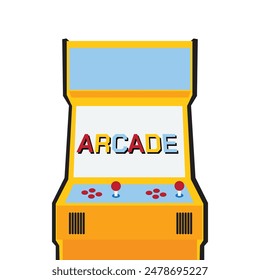 Creative vector illustration of arcade game machine isolated on background. Art design retro video gaming of 80s-90s template. Abstract concept