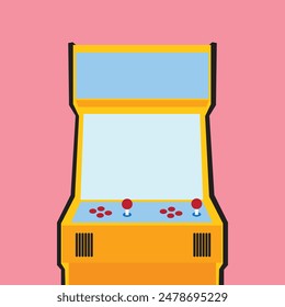 Creative vector illustration of arcade game machine isolated on background. Art design retro video gaming of 80s-90s template. Abstract concept
