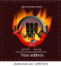 creative vector illustration of Barbecue party design,  invitation, logo. BBQ template menu design, Food flyer, advertisement, ad design.