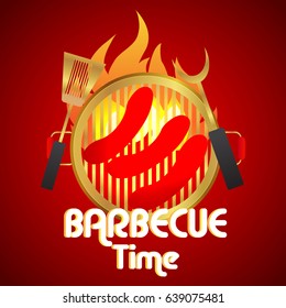 creative vector illustration of Barbecue party design,  invitation, logo. BBQ template menu design, Food flyer, advertisement, ad design.