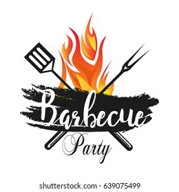 creative vector illustration of Barbecue party design,  invitation, logo. BBQ template menu design, Food flyer, advertisement, ad design.