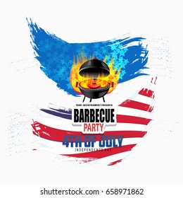 creative vector illustration of Barbecue party on 4th of july celebration