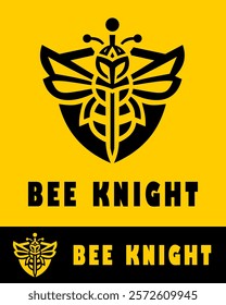 Creative vector illustration of a bee knight logo with a bold and symmetrical design