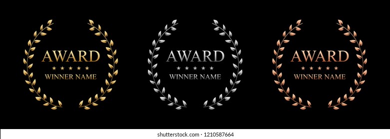 Creative vector illustration of the best award label with golden laurel wreath isolated on transparent background. Art design premium quality choice template. Abstract concept graphic victory element