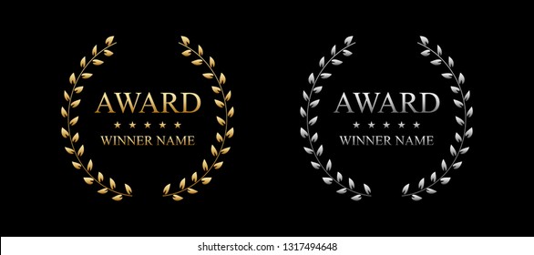 Creative vector illustration of the best award label with golden laurel wreath isolated on transparent background. Art design premium quality choice template. Abstract concept graphic victory element