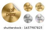 Creative vector illustration of best choice foil stickers, gold, silver badge isolated on transparent background. Art design quality warranty stickers template. Abstract concept best choice label.