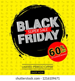 Creative vector illustration for black friday sale in november. Can be used as web banner, background, brochure, sticker, tag, cover, poster, flyer, badge and shopping promotions. 