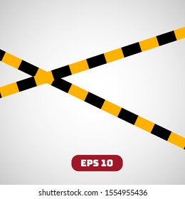 Creative vector illustration of black and yellow police stripe border. Set of danger caution seamless tapes. Art design line of crime places. Abstract concept graphic element. Construction sign.