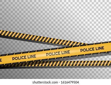 Creative vector illustration of black and yellow police stripe border. Set of danger caution seamless tapes. Art design line of crime places. Abstract concept graphic element. Construction sign.