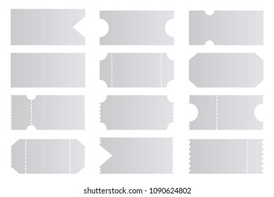 Creative vector illustration of blank shapes of tickets isolated on background. Art design templates for movie, cinema, concert, events, sports, theatre, party. Abstract concept graphic element