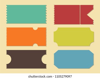 Creative vector illustration of blank shapes of tickets isolated on background. Art design templates for movie, cinema, concert, events, sports, theatre, party. Abstract concept graphic element