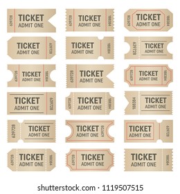 Creative vector illustration of blank shapes of tickets isolated on background. Art design templates for movie, cinema, concert, events, sports, theatre, party. Abstract concept graphic element