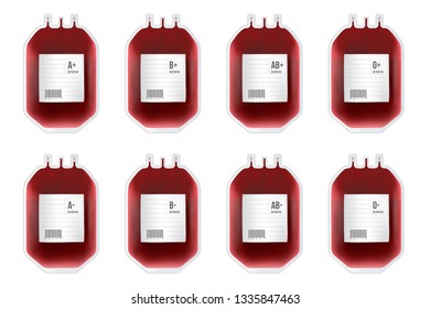Creative vector illustration of Blood Bag with type, plastic container for plasma isolated on transparent background. Art design template. Abstract concept graphic medicine clinic element