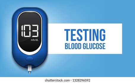 Creative vector illustration of blood glucose meter level test, diabetes glucometer isolated on transparent background. Art design medical device template. Abstract concept graphic web banner element