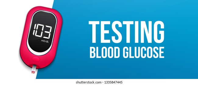 Creative vector illustration of blood glucose meter level test, diabetes glucometer isolated on transparent background. Art design medical device template. Abstract concept graphic web banner element
