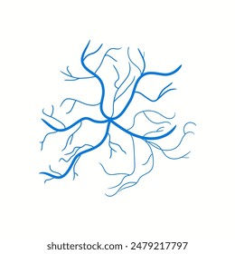 Ilustración vectorial creativa de venas azules aisladas en el fondo. Vaso humano, arterias de la salud, diseño del arte. Abstractas capilares de elemento gráfico de concepto. Sistema sanguíneo