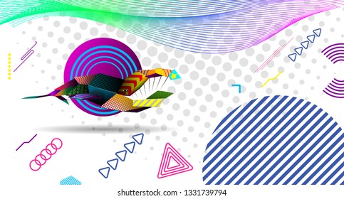 Creative vector illustration of bowhead whale on a background in pop art style.