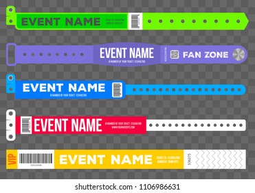 Creative vector illustration of bracelets for entrance to the event isolated on background. Art design. Abstract concept graphic element for concert fan zone, dancing club, party, music festival