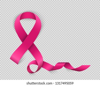 Creative vector illustration of breast cancer awareness campaign in october month background. Art design realistic stroke pink ribbon. Abstract concept graphic paper or fabric element