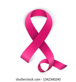 Creative vector illustration of breast cancer awareness campaign in october month background. Art design realistic stroke pink ribbon. Abstract concept graphic paper or fabric element