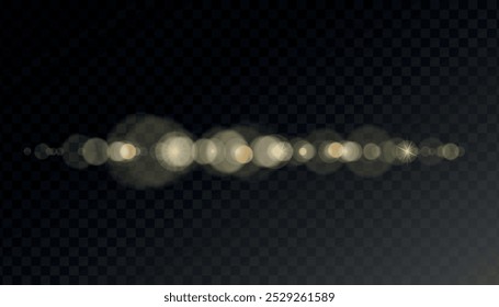 Ilustración vectorial creativa de fuentes de luz brillante aisladas sobre fondo transparente Horizontal. Explosión de explosión brillante de oro. Efecto de luz con partículas de brillo. Efecto bokeh de desenfoque de brillo Abstractas.