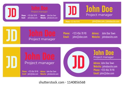 Creative vector illustration of business e-mail signature template isolated on transparent background. Art design modern mail user internet contact. Abstract concept graphic corporate email element.