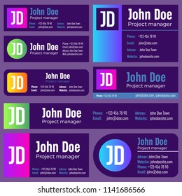 Creative vector illustration of business e-mail signature template isolated on transparent background. Art design modern mail user internet contact. Abstract concept graphic corporate email element.