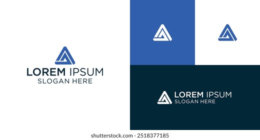 Creative Vector Illustration Business Logo Design. Letter G AG GA in Triangle Style